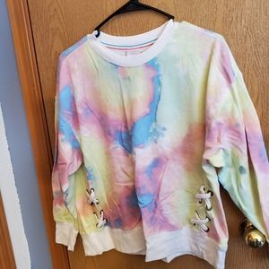 6/$20 Secret Treasures Medium Pastel Tie Dye Sweat shirt side lace